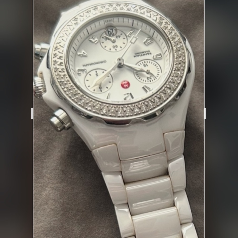 Michele White with Diamonds Women's Watch - Picture 2 of 8